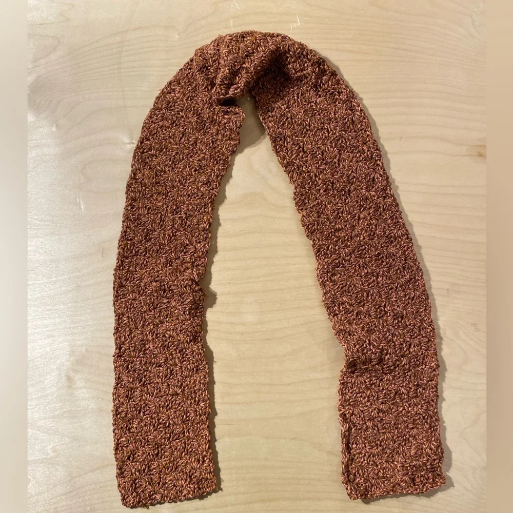 Textured Brown Crochet Scarf (EZ)